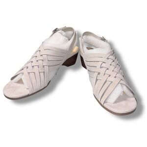 Bella Vita Women's 9.5W SEBLE Slingback Wedge Sandals Stone Suede Leather